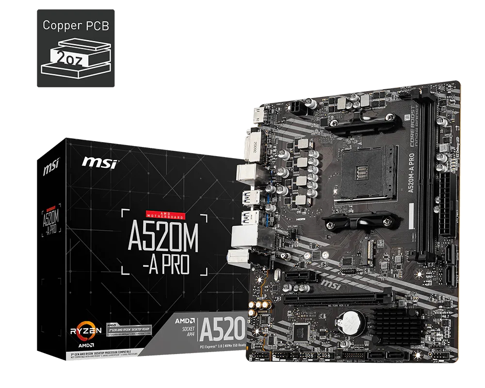 Amd Cpu Ryzen 7 - MSI Brand New A520M-A PRO AM4