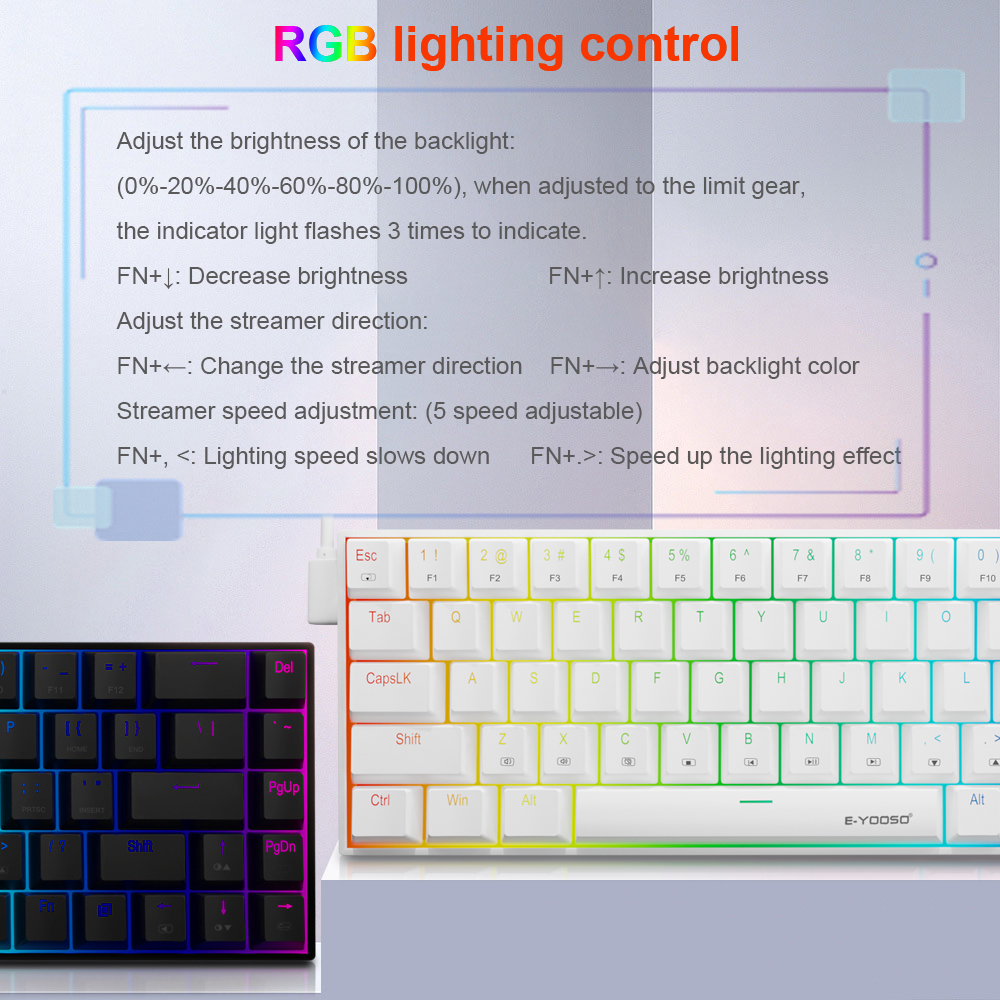 E-YOOSO Z686 RGB USB 60% Mini  - đánh giá và giá Gaming Keyboard Mini