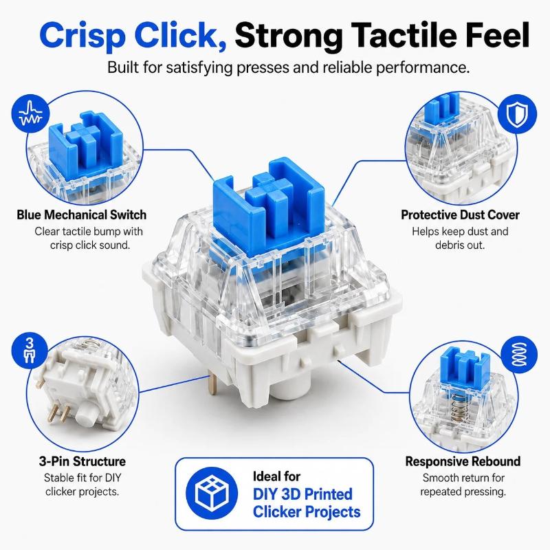 50PCS MX Style Blue Clicky Mec - đánh giá và giá Keyboard Gaming Blue Switch