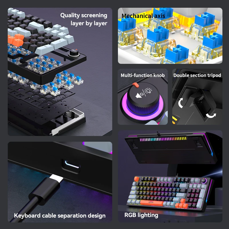 GK98 Wired gaming keyboard RGB - đánh giá và giá Keyboard Gaming Blue Switch
