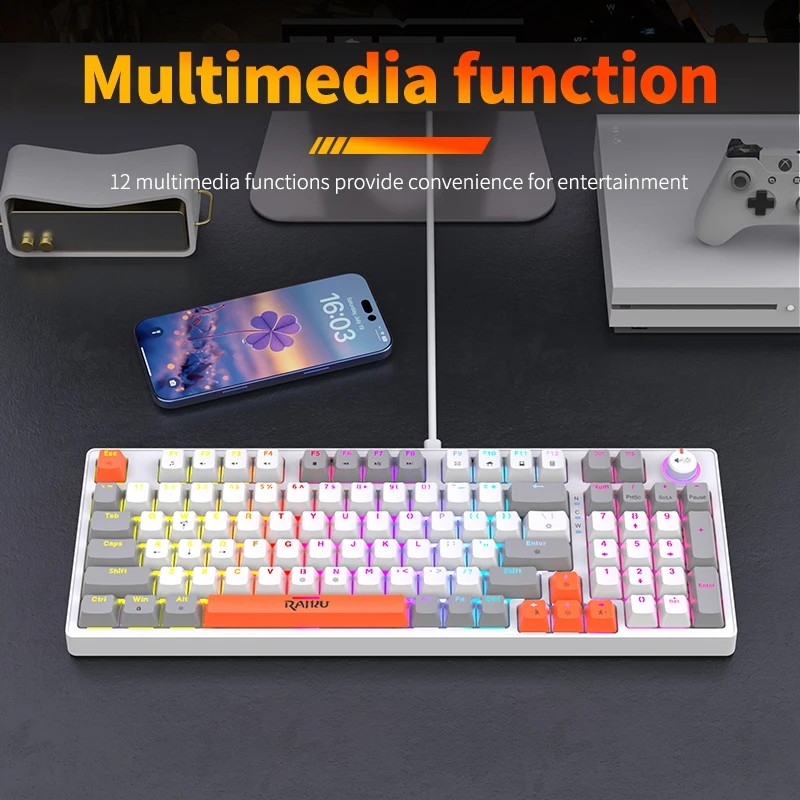 GK98 Wired gaming keyboard RGB - đánh giá và giá Keyboard Gaming Blue Switch