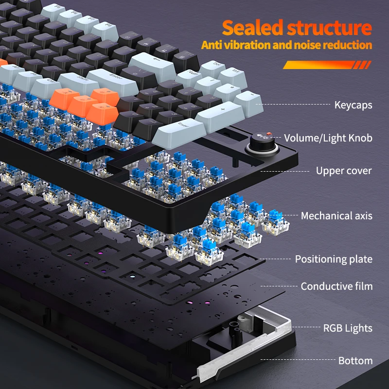 GK98 Wired gaming keyboard RGB - đánh giá và giá Keyboard Gaming Blue Switch