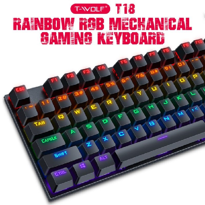 T-Wolf T18 Mechanical Gaming K - đánh giá và giá Keyboard Gaming Blue Switch