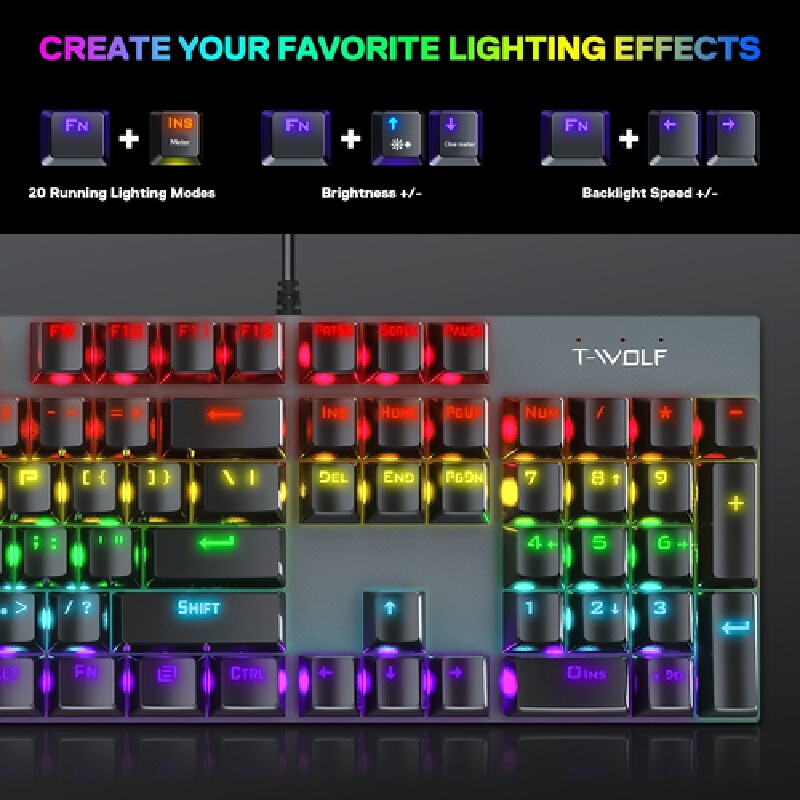 T-Wolf T18 Mechanical Gaming K - đánh giá và giá Keyboard Gaming Blue Switch
